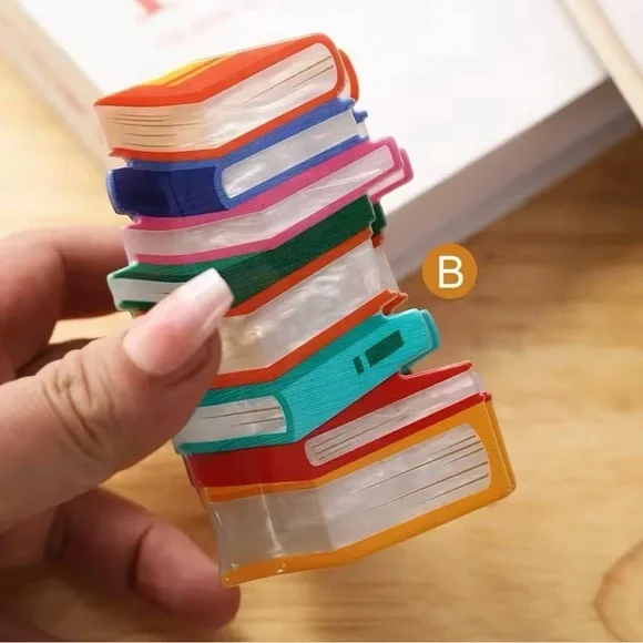 Books Hair Claw Book Crab Hair Clip Teacher's Gift Shark Clip - Picture 2 of 2